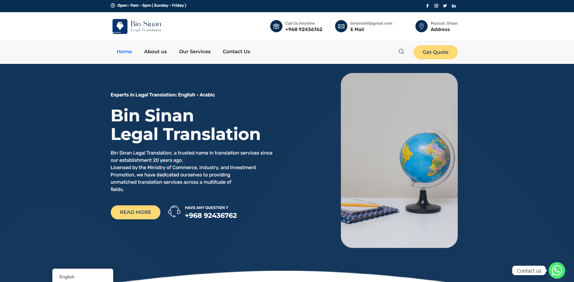 Bin Sinan LTD - Translation Services Website